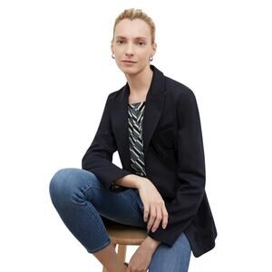 MM Lafleur Hyo Jacket Everyday Twill Women's 6 Dark Navy Minimalist Career Work